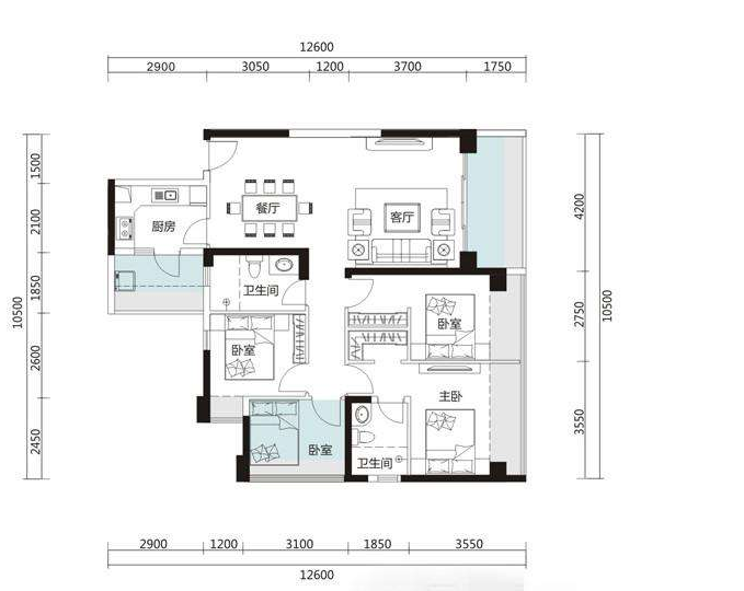 121平米三居室设计说明，16万元装修的现代风格有什么效果？-绿景虹湾装修