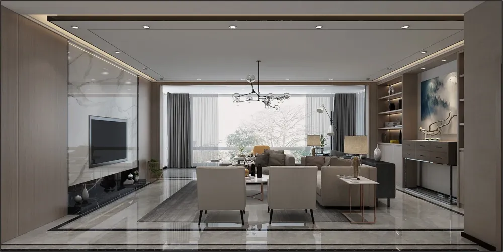 印象湖滨303㎡平层现代简约风格紫苹果装饰