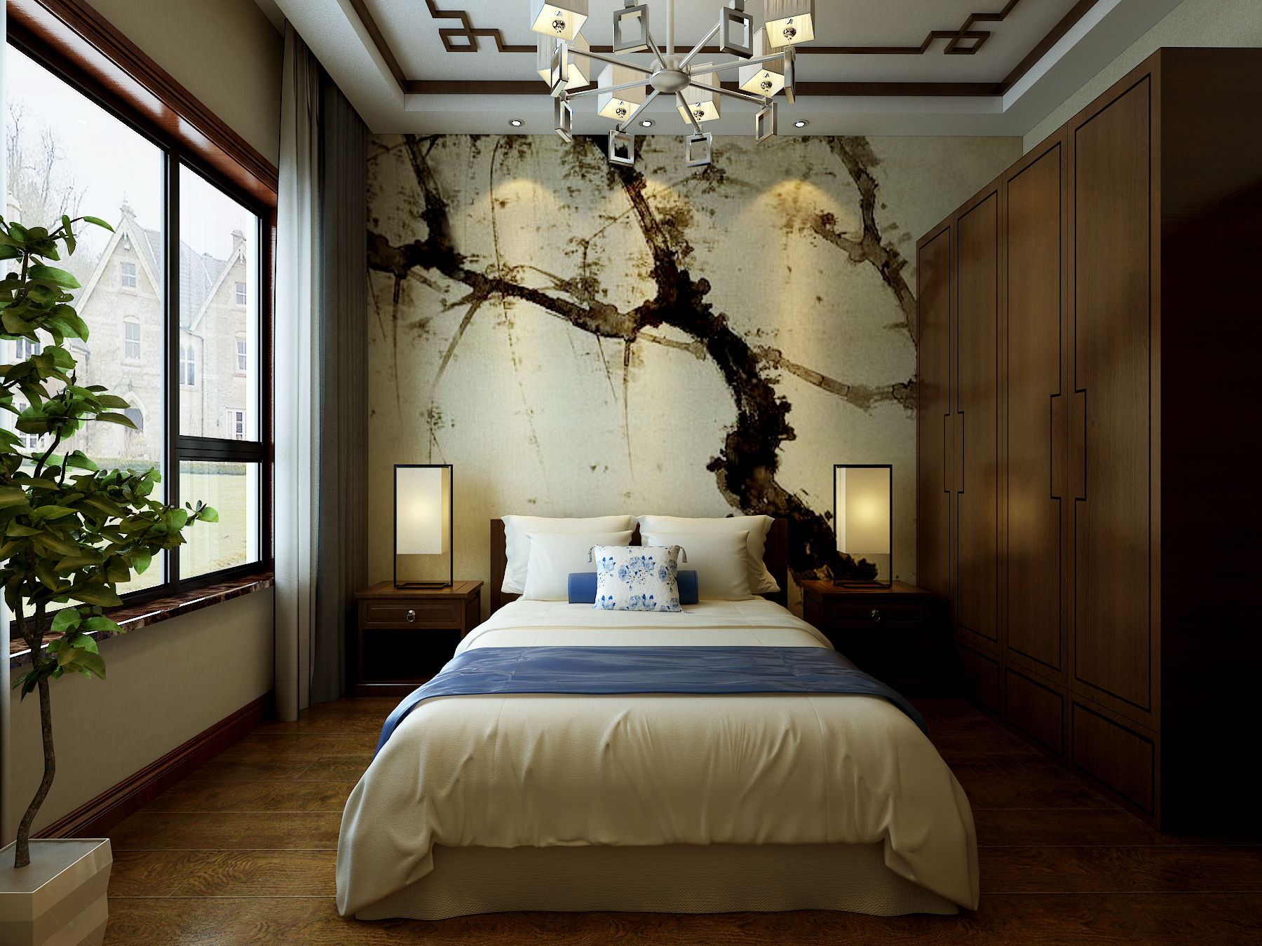 碧桂园实例，200平米的四居室，质感与时尚并存的中式风装修。