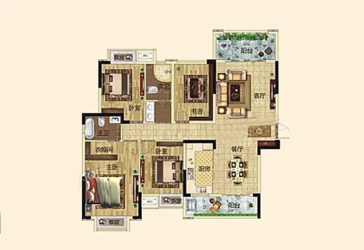 广源华府145平米四居室现代轻奢风格户型图