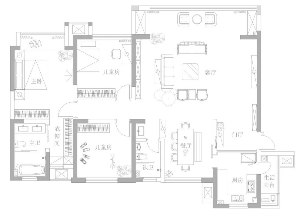 【龙湖舜山府】150㎡-混搭风格-三居室