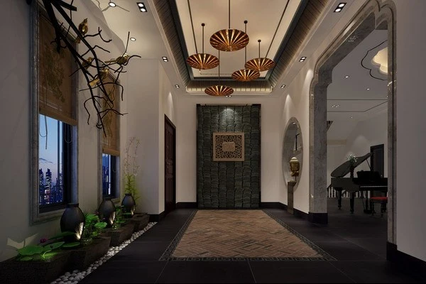 天骄御峰别墅实例，682平米的三居室，质感与时尚并存的中式风装修。