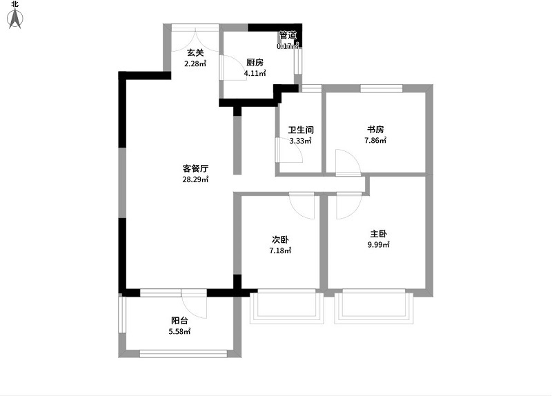 中式风格三居室装修案例，97平米的房子装修多少钱？-广信万汇城装修