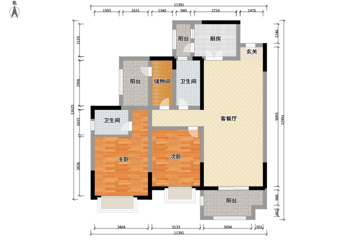 118平米三居室装修案例，装修价格只花13万元！-建工梧桐屿装修