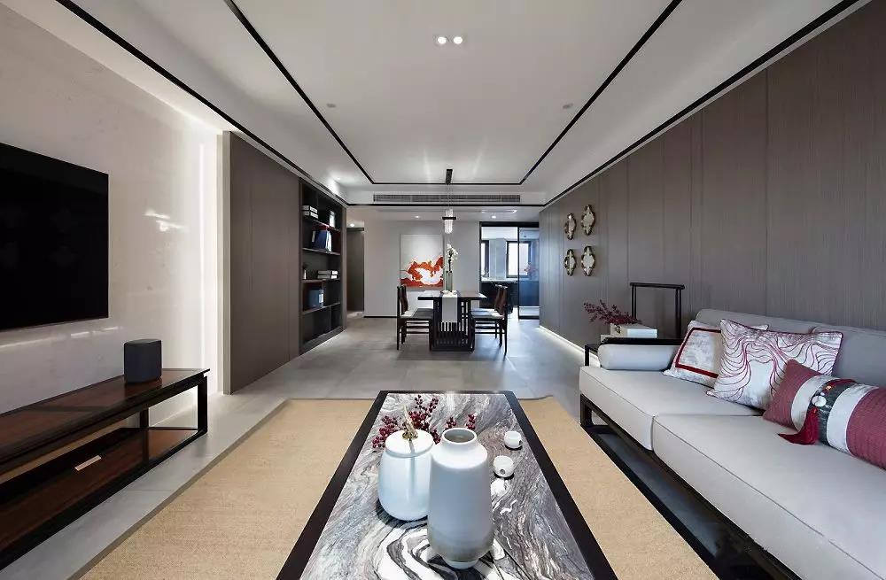 山钢锦绣华府实例，140平米的三居室，质感与时尚并存的中式风装修。