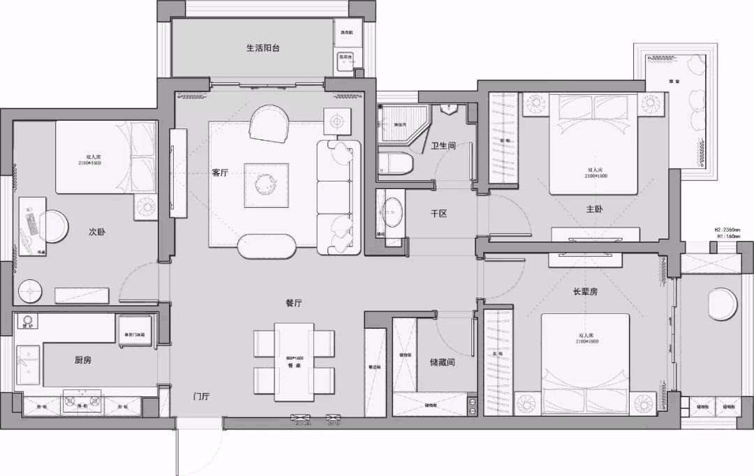 121平米的三居室，运用现代的装修风格效果是怎样的？-恒大御龙天峰装修