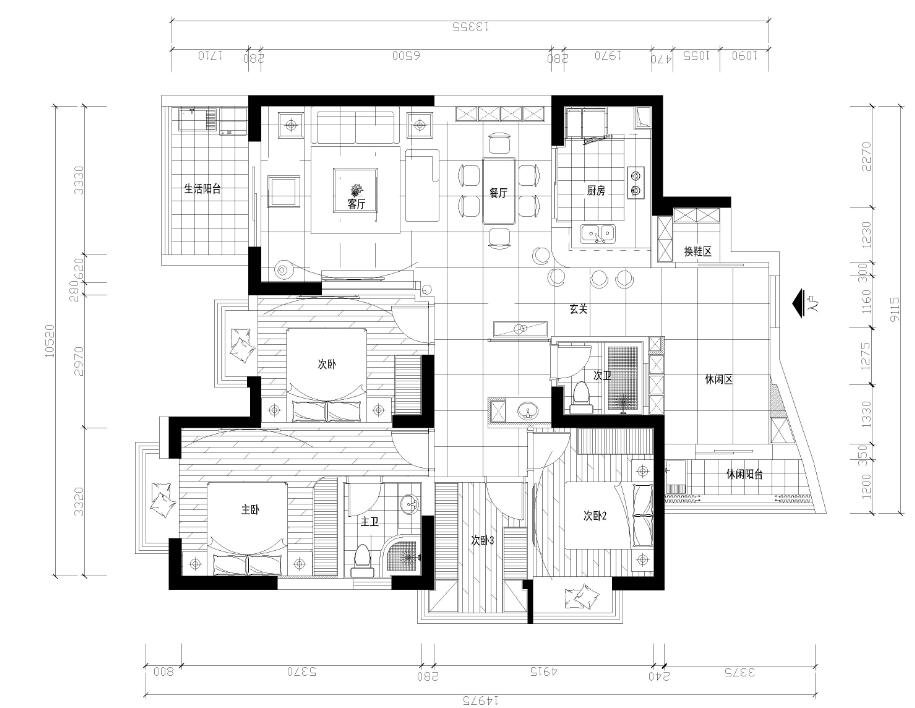 128平米现代风格三居室，预算26万，点击看效果图！-金辉世界城装修