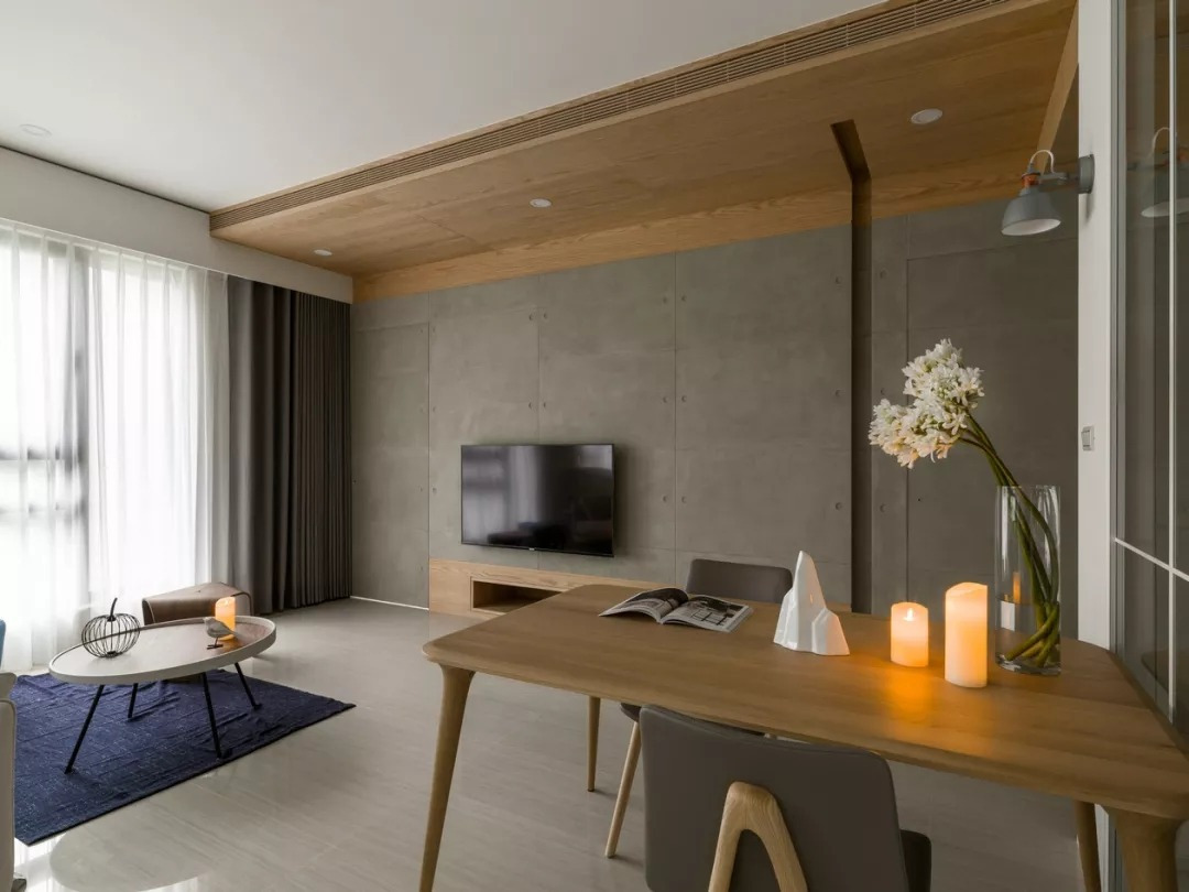 76平的现代风小户型二居室，卧室粉橙色背景墙