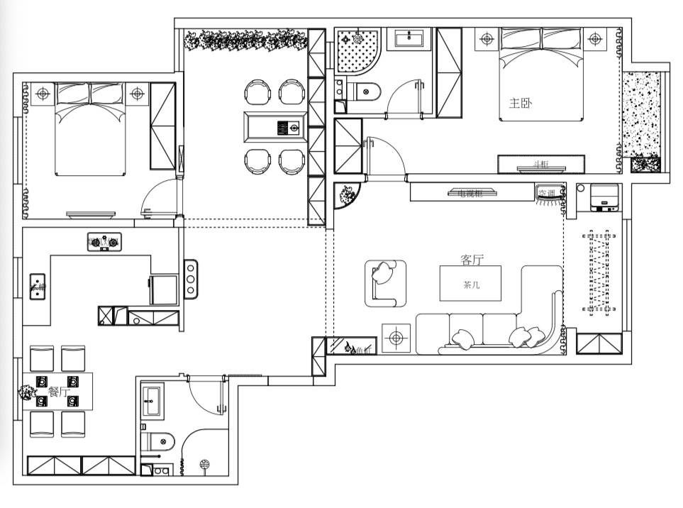 101平米现代分割三居室装修案例
