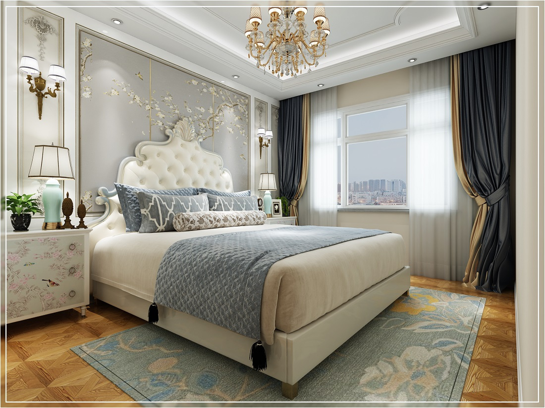枫桥雅居实例，128平米的三居室，质感与时尚并存的欧式风装修。