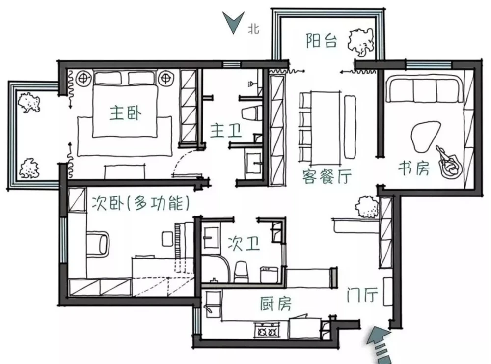 简约三口之家，儿童房空间利用高