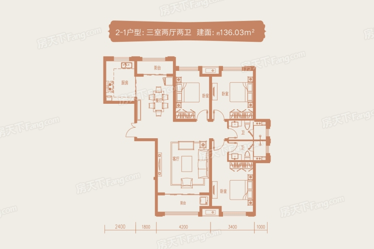 翰林国际三居室136平，美式风格装修案例效果