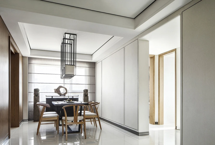 华润橡树湾茗润轩实例，110平米的三居室，质感与时尚并存的中式风装修。