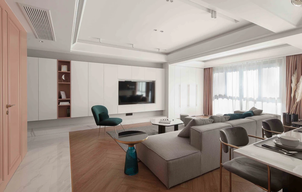 东华小区实例，110平米的三居室，质感与时尚并存的现代风装修。