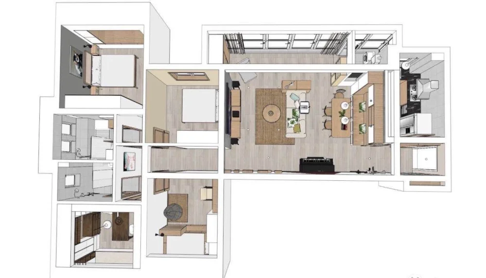 140平北欧原木四室 每个空间有亮点