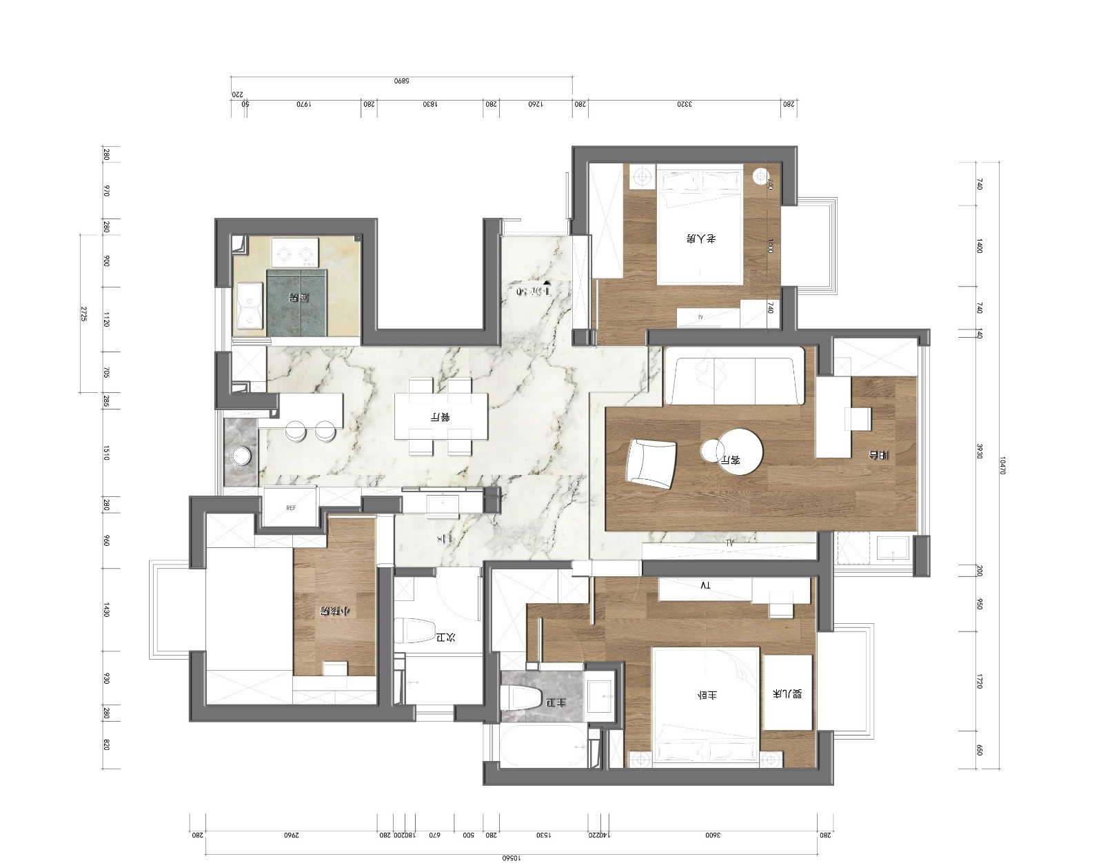 雲巢定制设计--125㎡三居室五口之家