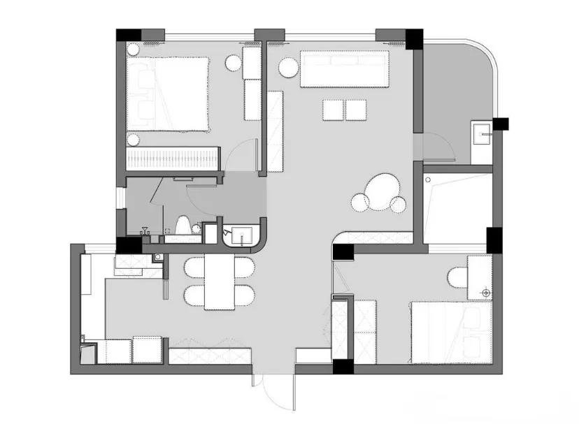 简约风格二居室热门案例，90平米的房子这样装才阔气！-华远海蓝和光装修
