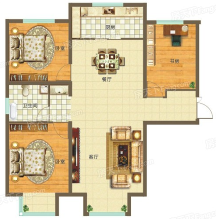 中式风格三居室装修案例，128平米的房子装修多少钱？-绿谷学府装修