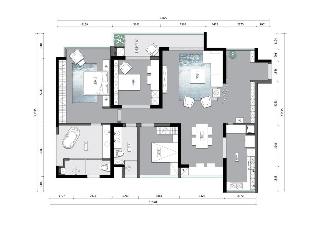 135平米的房子装修多少钱？简约风格四居室设计说明！