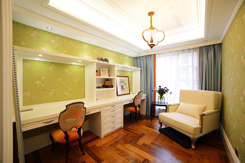 梵悦天御实例，132平米的三居室，质感与时尚并存的美式风装修。