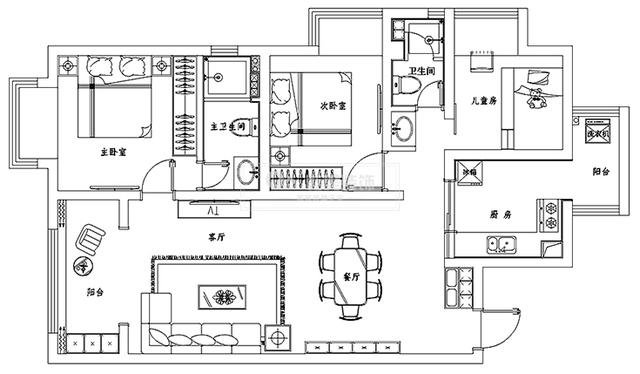 现代风格三居室热门案例，115平米的房子这样装才阔气！-万装修