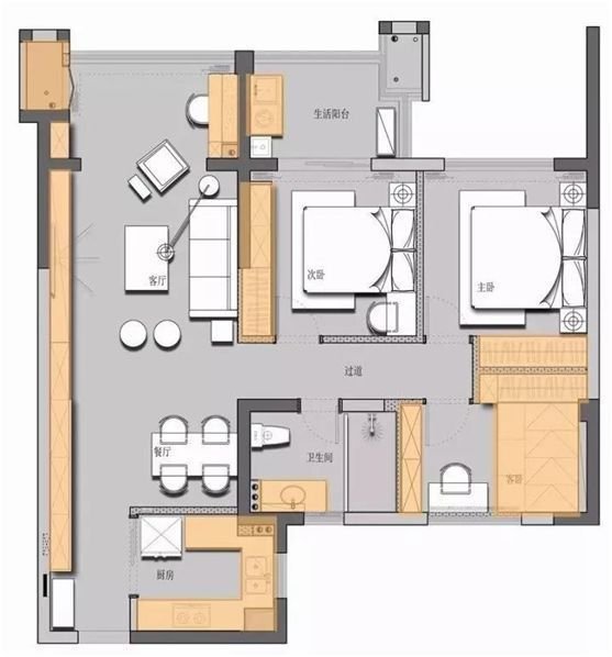 83平米的房子装修多少钱？美式风格三居室设计说明！