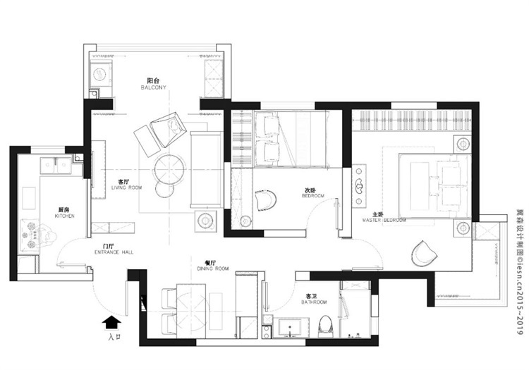 二居室的房子多大面积好？8万元的北欧风格设计说明！