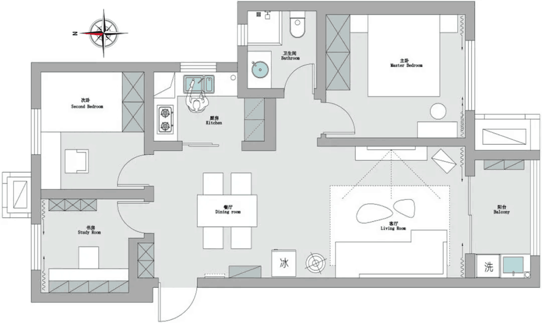 现代风格二居室装修案例，88平米的房子装修多少钱？