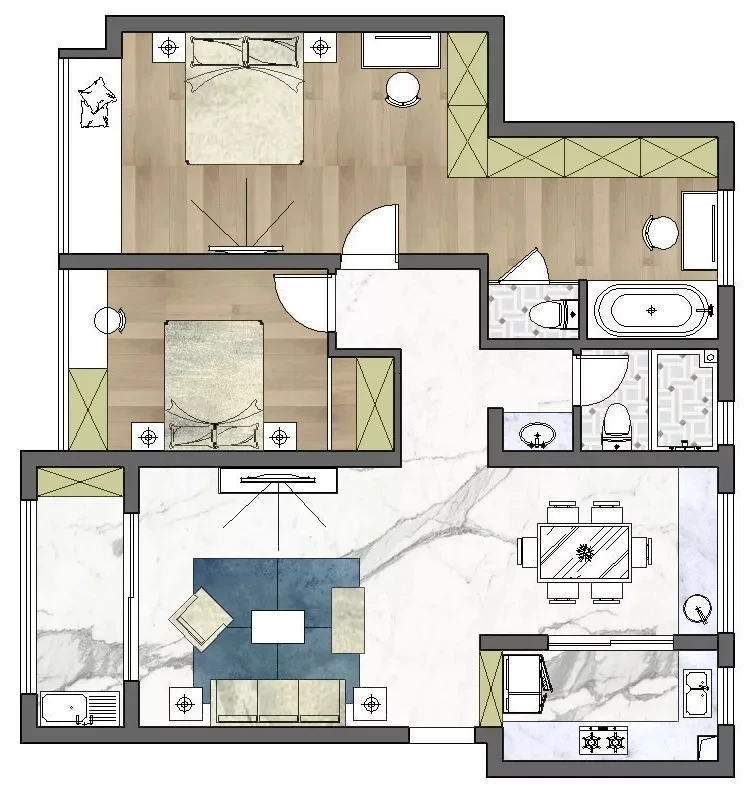 锦绣家园现代风格三居室设计案例