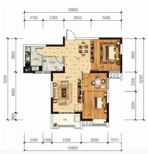 90平米的房子能装修成什么效果？混搭风格二居室装修案例！