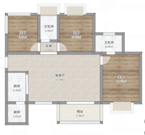 远离喧嚣，回归自然，115㎡田园三居室