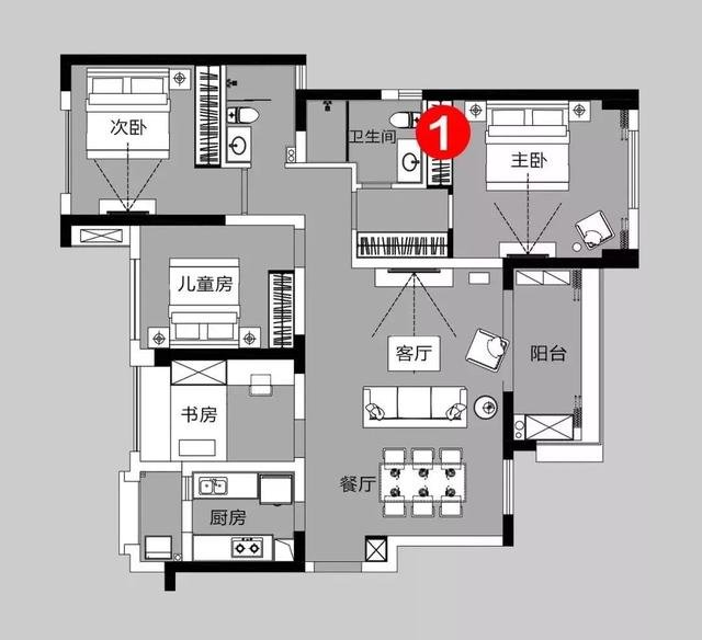 124㎡美式风格案例，打造四室一厅休闲家居！