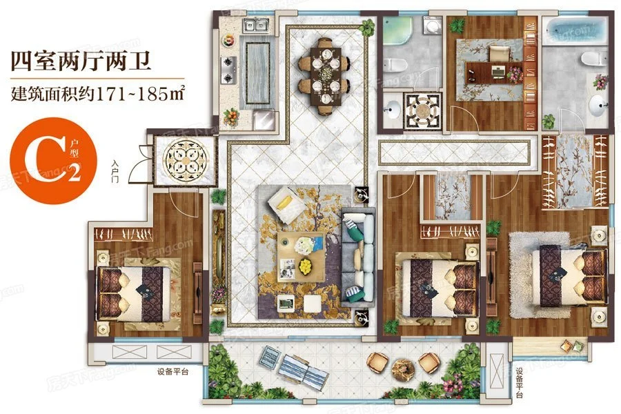 180平米四居室设计说明，20万元装修的简约风格有什么效果？