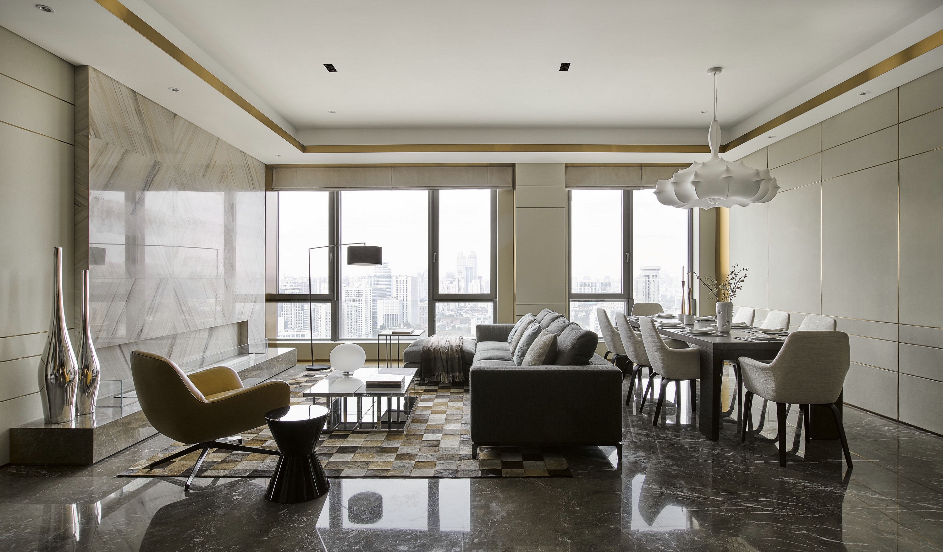 155平米的三居室装修案例欣赏，将现代风融入到现代生活当中。