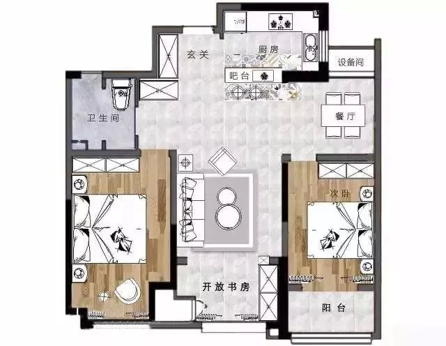 88平米的房子能装修成什么效果？北欧风格二居室装修案例！