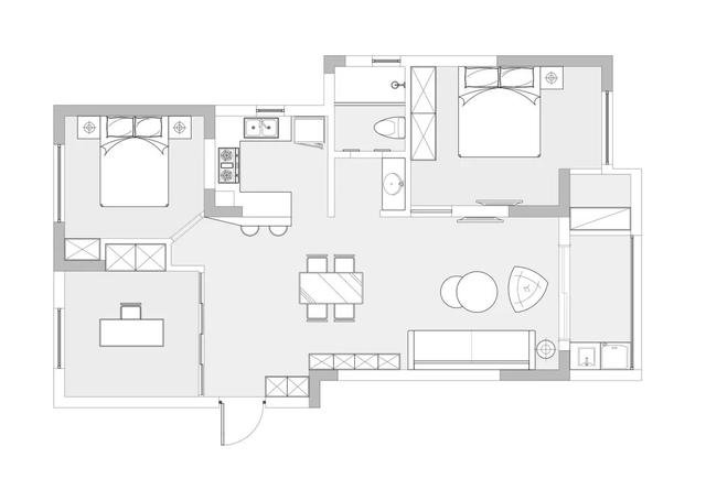 110平米二居室设计说明，6万元装修的现代风格有什么效果？