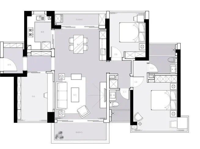 119平米现代风格二居室，预算11万，点击看效果图！