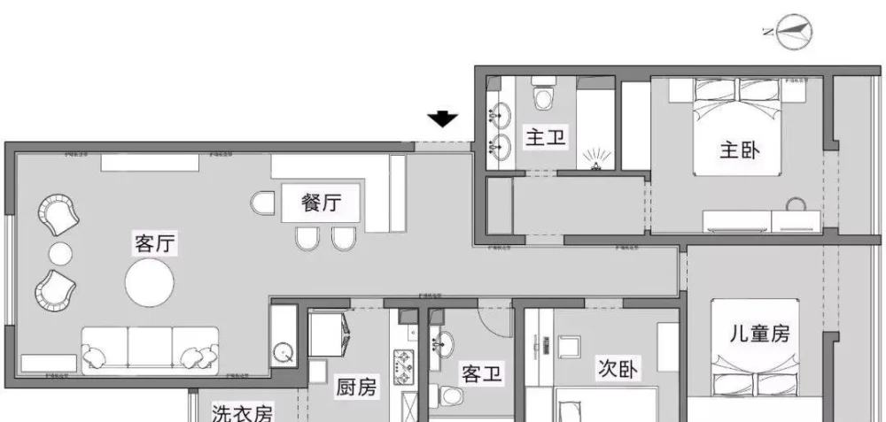 135平米现代风格三居室，预算24万，点击看效果图！