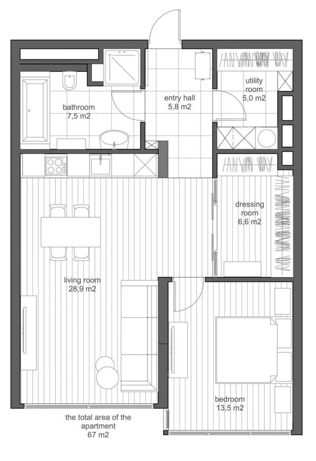 现代风格二居室装修案例，67平米的房子装修多少钱？