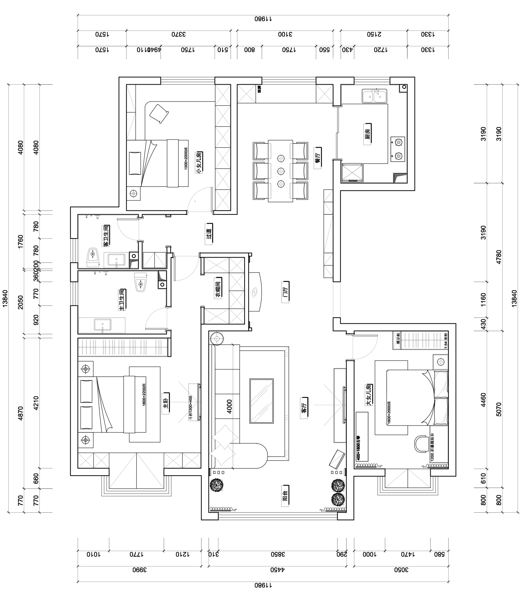 134平米三居室设计说明，9万元装修的法式风格有什么效果？