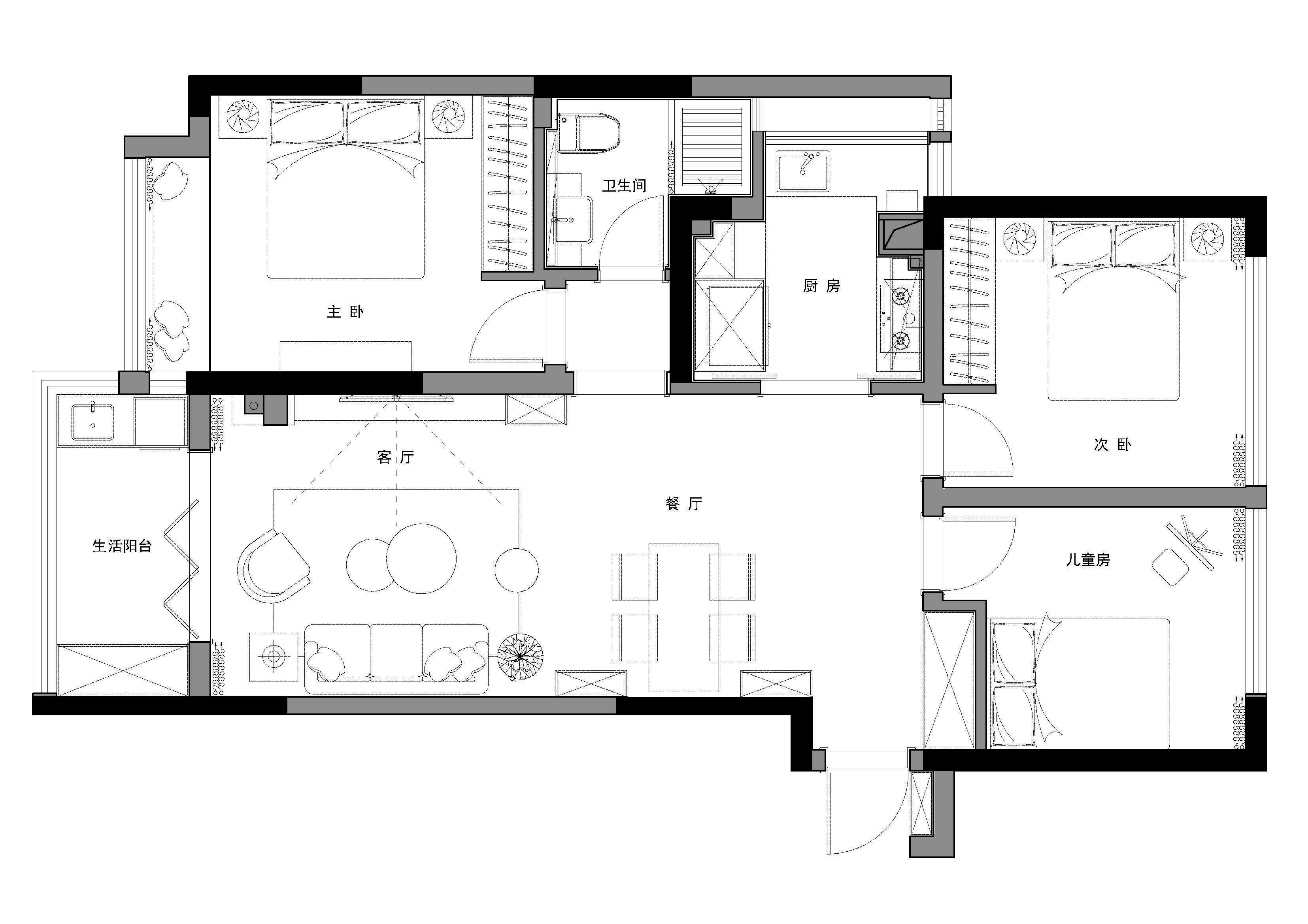 123平米三居室的混搭风格案例，只花14万！