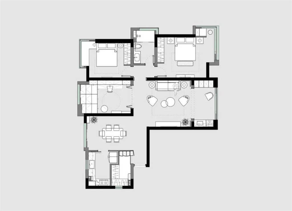 132平米三居室设计说明，19万元装修的美式风格有什么效果？