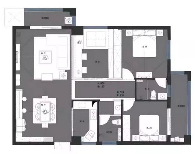 现代风格三居室装修案例，118平米的房子装修多少钱？