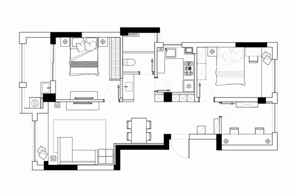 二居室的房子多大面积好？20万元的现代风格设计说明！