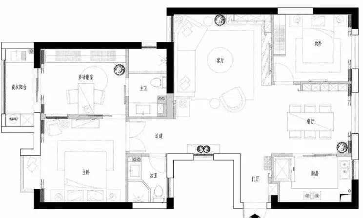 124平米三居室的现代风格案例，只花9万！