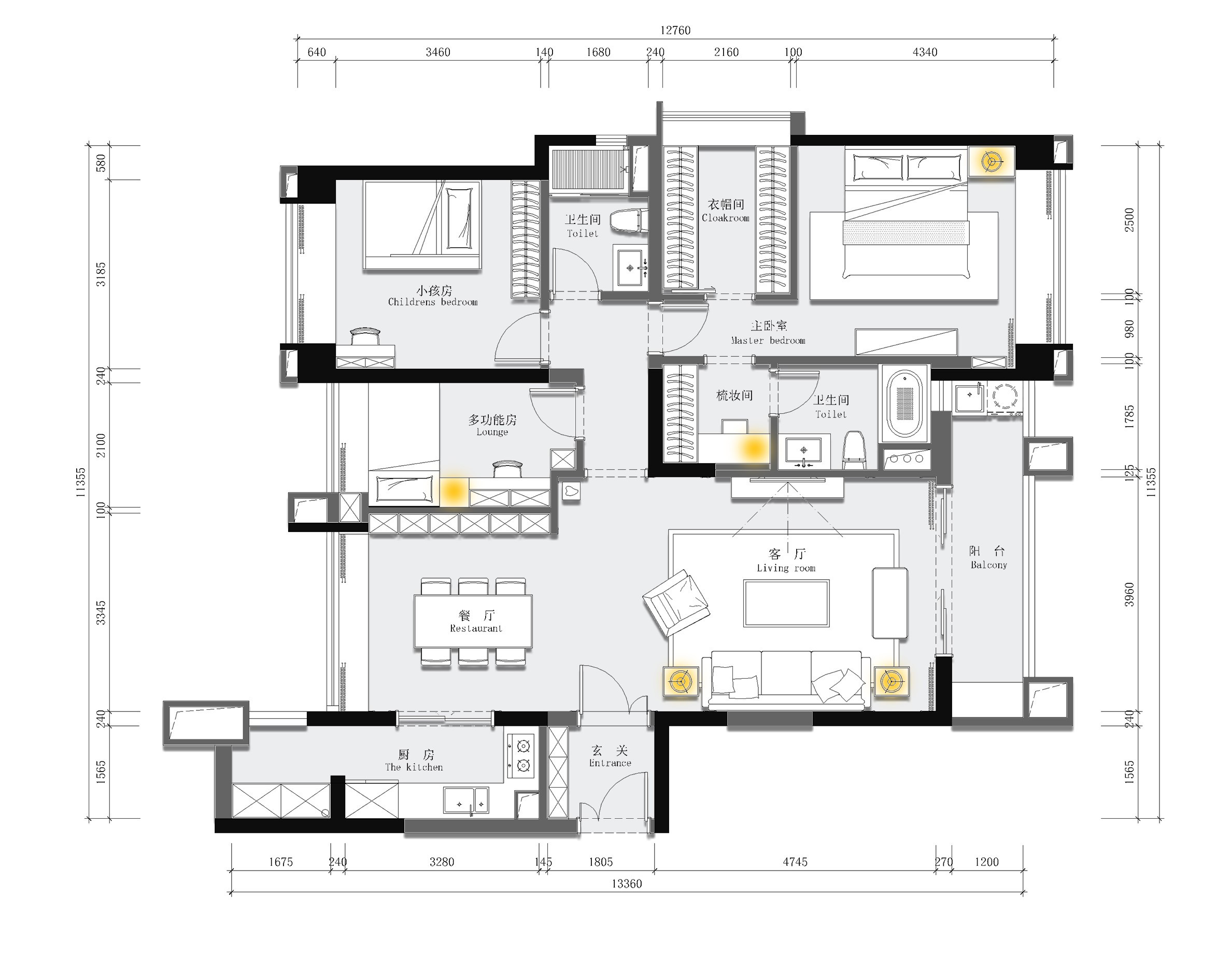 美式风格三居室装修案例，144平米的房子装修多少钱？