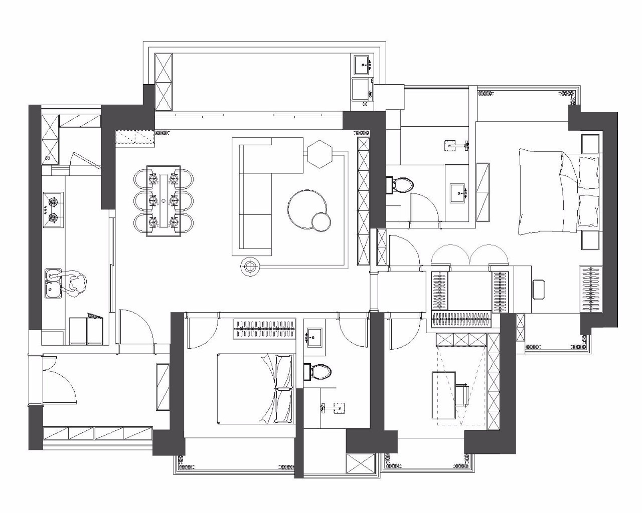 148平米的房子装修多少钱？简约风格三居室设计说明！