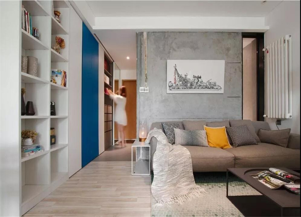 43平的工业风小户型公寓，水泥墙带来独特质感