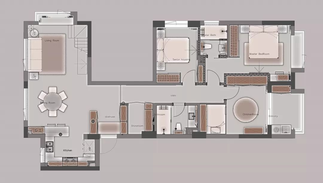现代三居室120平米案例