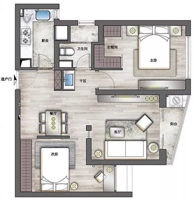 85平米二居室设计说明，13万元装修的简约风格有什么效果？